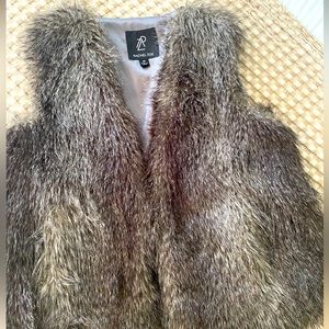 Rachel Zoe faux fur vest with tuxedo back